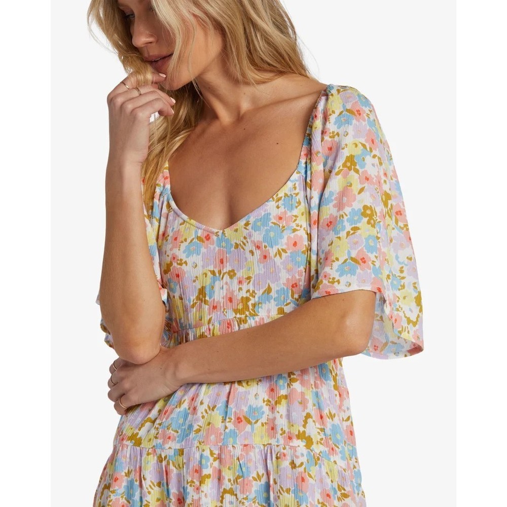 Billabong Take A Chance Babydoll Dress Salt Crystal Women's Size Small - Picture 2 of 8